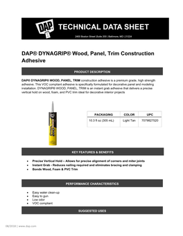 DAP® DYNAGRIP® Wood, Panel, Trim Construction Adhesive