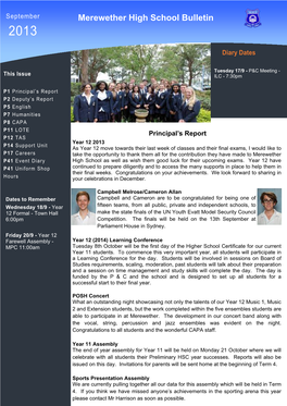 Merewether High School Bulletin 2013