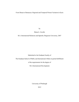 From Daraa to Damascus: Regional and Temporal Protest Variation in Syria