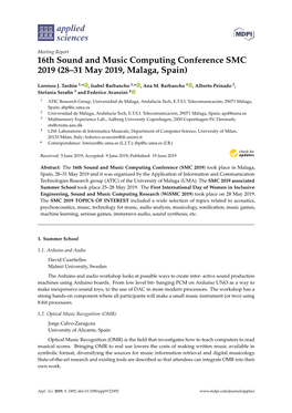 16Th Sound and Music Computing Conference SMC 2019 (28–31 May 2019, Malaga, Spain)