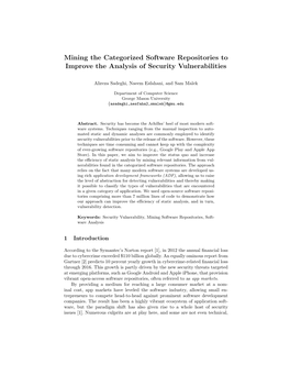 Mining the Categorized Software Repositories to Improve the Analysis of Security Vulnerabilities