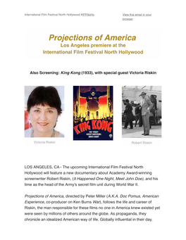 Projections of America Los Angeles Premiere at the International Film Festival North Hollywood