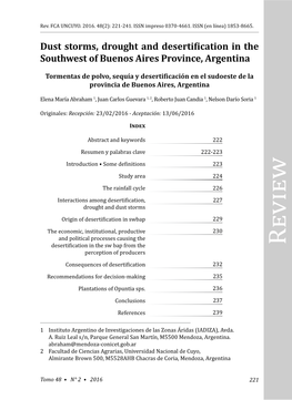 Dust Storms, Drought and Desertification in the Southwest of Buenos Aires Province, Argentina