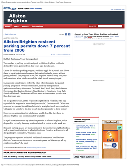 Allston-Brighton Resident Parking Permits Down 7 Percent from 2006 - Allston Brighton - Your Town - Boston.Com