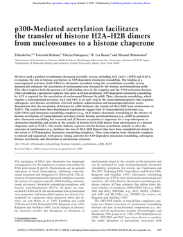 P300-Mediated Acetylation Facilitates the Transfer of Histone H2A–H2B Dimers from Nucleosomes to a Histone Chaperone