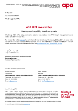 APA 2021 Investor Day