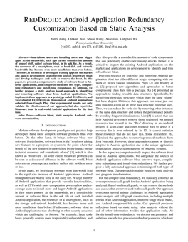 REDDROID: Android Application Redundancy Customization Based on Static Analysis