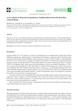 A New Species of Deguelia (Leguminosae, Papilionoideae) from the Brazilian Amazon Basin