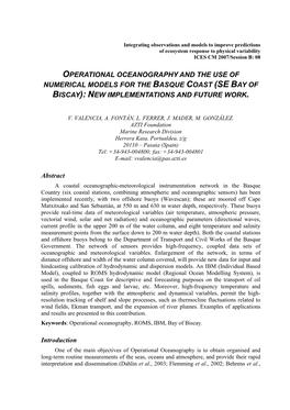 Operational Oceanography and the Use of Numerical Models for the Basque Coast (Se Bay of Biscay): New Implementations and Future Work