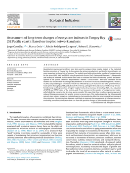 Assessment of Long-Term Changes of Ecosystem Indexes in Tongoy Bay