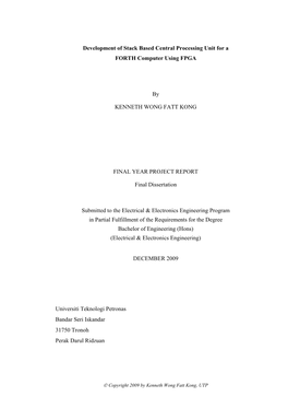 Development of Stack Based Central Processing Unit for a FORTH Computer Using FPGA