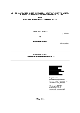 Ad Hoc Arbitration Under the Rules of Arbitration of the United Nations Commission on International Trade Law and Pursuant to the Energy Charter Treaty