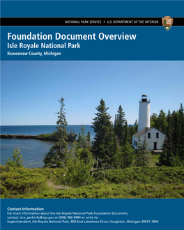 Foundation Document Overview Isle Royale National Park Keweenaw County, Michigan