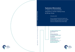 Explanatory Memorandum in Relation to a Recommended Acquisition of James Fielding Group by Mirvac Group