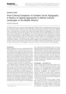 From Cultural Complexes to Complex Social Topography: a History of Bofulletin Spatial Approaches to Native Cultural Landscapes in the Middle Atlantic