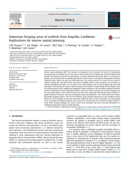 Important Foraging Areas of Seabirds from Anguilla, Caribbean