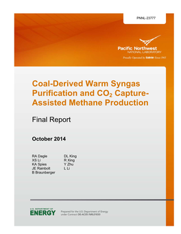 Coal-Derived Warm Syngas Purification and CO2 Capture- Assisted Methane Production