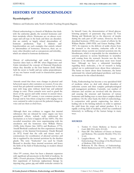 History of Endocrinology