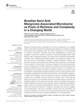 Brazilian Semi-Arid Mangroves-Associated Microbiome As Pools of Richness and Complexity in a Changing World