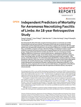 Independent Predictors of Mortality for Aeromonas Necrotizing