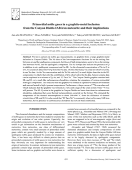 Primordial Noble Gases in a Graphite-Metal Inclusion from the Canyon Diablo IAB Iron Meteorite and Their Implications