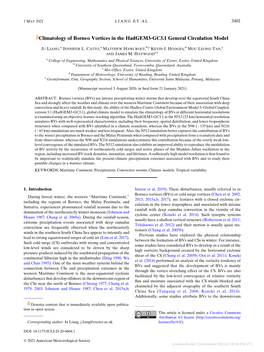 Climatology of Borneo Vortices in the Hadgem3-GC3.1 General Circulation Model