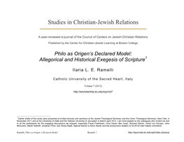 Studies in Christian-Jewish Relations