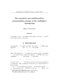 The Transitive and Multitransitive Automorphism Groups of the Multiplace Quasigroups