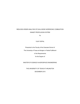 Reduced-Order Analysis of Dual Mode Supersonic Combustion