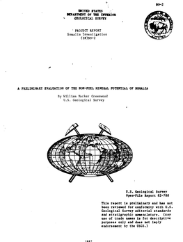 U.S. Geological Survey Open-File Report 82-788 This Report Is Preliminary and Has Not Been Reviewed for Conformity with U.S