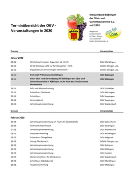 Veranstaltungen in 2020 Mitglied Im Landesverband Für Obst-, Garten- Und Landschaft Baden-Württemberg E