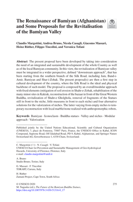 The Renaissance of Bamiyan (Afghanistan) and Some Proposals for the Revitalisation of the Bamiyan Valley