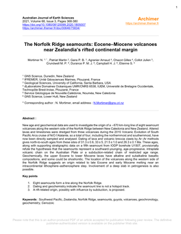 Eocene–Miocene Volcanoes Near Zealandia's Rifted Continental Margin