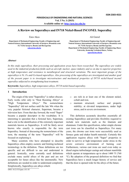 A Review on Superalloys and IN718 Nickel-Based INCONEL Superalloy