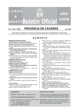 Boletín Oficial De La Provincia De Cáceres Y Tablón De Preceptuado En El Artículo 30 Del Reglamento De Acti- Edictos Del Ayuntamiento Madrid