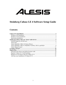 Steinberg Cubase LE 4 Software Setup Guide