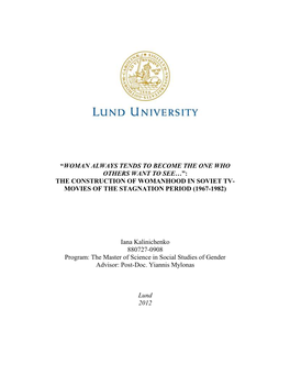 The Construction of Womanhood in Soviet Tv- Movies of the Stagnation Period (1967-1982)