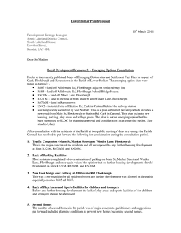 Lower Holker Parish Council 10Th March 2011 Development Strategy Manager, South Lakeland District Council, South Lakeland House