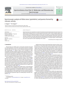 Spectroscopic Analysis of Ahlat Stone (Ignimbrite) and Pumice Formed by Volcanic Activity