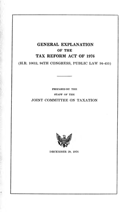 General Explanation of the Tax Reform Act of 1976