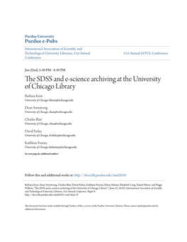 The Sdss and E-Science Archiving at the University of Chicago Library