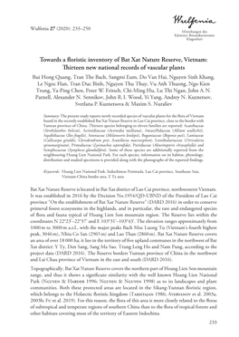 Towards a Floristic Inventory of Bat Xat Nature Reserve, Vietnam