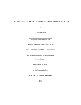 1 Long Wave Infrared Scan Lens Design and Distortion
