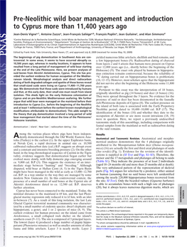 Pre-Neolithic Wild Boar Management and Introduction to Cyprus More Than 11,400 Years Ago