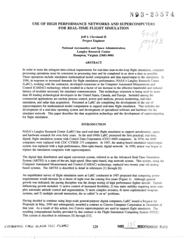 Use of High Perfo Nce Networks and Supercomputers Ime Flight Simulation