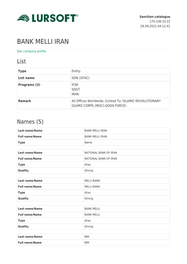 Bank Melli Iran