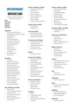 Ebird Field Checklist