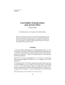 Local Rigidity of Group Actions: Past, Present, Future