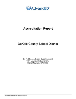 Advanced Accreditation Report