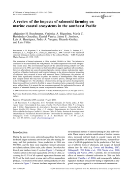 A Review of the Impacts of Salmonid Farming on Marine Coastal Ecosystems in the Southeast Paciﬁc